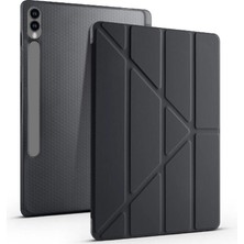 Samsung Galaxy Tab S9 Fe Plus/galaxy Tab S10 Plus ile Uyumlu Kalem Bölmeli Trifolding Cover Tablet Kılıf Katlanabilir Standlı Otomatik Uyku Modlu Darbe Emici Ince Tasarım Siyah