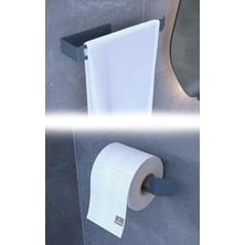Metal Banyo Seti – Düz Tuvalet Kağıtlık ve Kağıt Havlu/havlu Askısı 2’li Set, Modern Tasarım - Antrasit