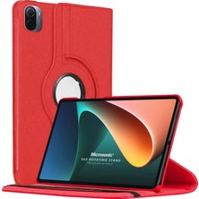 Xiaomi Mi Pad 5 Için Kılıf 360 Dönerli Stand Deri Kırmızı [mi Pad 5 ile Uyumlu Kılıf - Kırmızı]