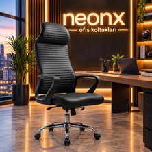 Neonx|arya Deri Başlıklı Demir Ayaklı Ultra Lüx Çalışma Sandalyesi