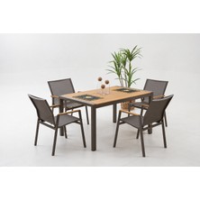 Divona Home Berus Modern Alüminyum Bahçe Balkon Masa Takımı 4 Kişilik