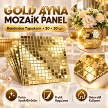 Kare Gold Cam Mozaik Fayans Çıkartmaları El Işi Kare Cam Fayans Kendinden Yapışkanlı Aynalı Dekor Panel 30X30 cm