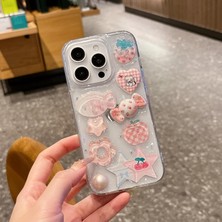 3D Şeker ve Meyve Figürlü Şeffaf Simli iPhone 13 Pro Max Uyumlu Kılıf – Kamera Korumalı, Darbe Emici Silikon