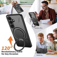 [mag-Forge] Samsung Galaxy S24 Fe Için Kılıf 360° Dönebilen Standlı [magsafe ile Uyumlu] S24 Fe Koruyucu Güçlü Manyetikli Pc+Tpu Tasarım Darbelere Dayanıklı Samsung S24 Fe Kılıfı (Siyah)