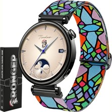 Bahar Serisi 18MM Esnek Kumaş Kordon Huawei ile Uyumlu Gt5 41MM/GT5 Pro 42MM/GT4 41MM Için Terleme Karşıtı Nefes Alabilen Bileğe Göre Ayarlanabilen Elastik Kayış