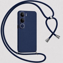 Vivo V40 Lite (Idn) ile Uyumlu Özel Üretim Ayarlanabilir Ipli Boyun Askılı Silikon Kılıf Kadife Iç Yapılı Viper Boyun Çapraz Taşıma Özellikli Asılabilen Ipli Telefon Kılıfı Lacivert