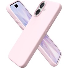 iPhone 17 ile Uyumlu Kılıf, Içi Kadife Kaplamalı Ince Sıvı Silikon Tam Koruma Yumuşak Jel Silikon Kapak, Soft Pembe