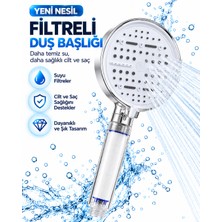 Timion Filtreli 6 Sprey Modlu Duş Başlığı Büyük Panel Beyaz Çok Fonksiyonlu - Lisinya