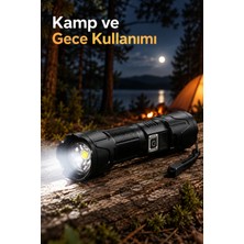 Type C Şarjlı Kamp Feneri Zoomlu Lens ve Batarya Seviye Göstergesi - Lisinya