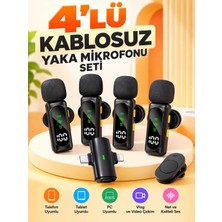 Matechno Kablosuz 4 Adet Tüylü Yaka Mikrofonu iPhone Type-C Pc Tablet Video Kayıt Vlog Lightning Usb-C Çıkış
