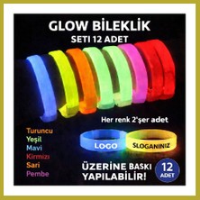 Bezos Glow Kalın Bileklik 12?li Set | Baskıya Uygun Renkli Model Bcks