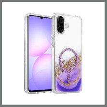 Bezos Onegif Samsung Galaxy A07 4g Uyumlu Lotus Simli Magsafe Kapak - Mor Mmbz