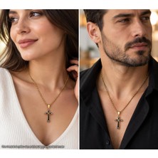 Çelik Haç Kolye 316L Stainless Steel Gold Renk Kutulu Unisex