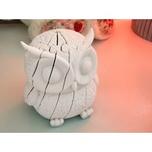 Timion 3D Baskı Hareketli Baykuş Figürü - Eklemli Flexi Oyuncak - Beyaz