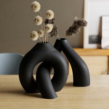 Bezos 3D Baskı Interlocking Vazo - Iç Içe Geçen Dekoratif Vazo-Siyah