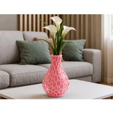 Bezos 3D Baskı Petek Dokulu Vazo - Delikli Dekoratif Vazo-Pembe