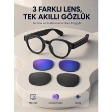 Timion Siyah Akıllı Kamera Gözlüğü Fotoğraf Video Çekimli Yapay Zeka Destekli Bluetooth Çoklu Dil Çeviri 3 Lensli