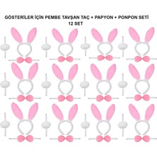 Timion Pembe Tavşan Kostüm Seti – Taç, Papyon, Ponpon (12’li Paket)