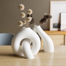 Bezos 3D Baskı Interlocking Vazo - Iç Içe Geçen Dekoratif Vazo-Beyaz