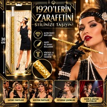 Timion 30 cm Altın Gold Payetli Tutacağı – 1920’LER Gatsby Parti Aksesuarı