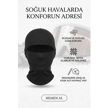 Freedoom Style Siyah Balaklava Kar Maskesi Mikro Polar Kask Altı Yüz Boyun Koruyucu Rüzgar ve Soğuk Hava Maskesi Termal Maske