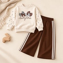 Efka Kids Kız Çocuk Fiyonk Baskılı Şeritli Alt Üst Takım