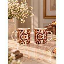 Onedekor 2'li Porselen Latte Brown Kupa 400 ml