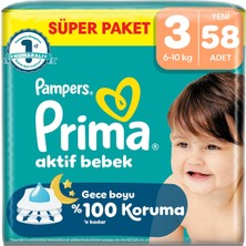 Prima Aktif Bebek Süper Paket 3 Beden 58'li - 6 Adet
