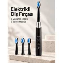 Timion Hassas ve Masaj Modlu Siyah Elektrikli Diş Fırçası USB Şarjlı 3 Başlık Hediyeli
