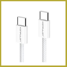 Bezos Konfulon DC130 2m 60W Type-C To Type-C Örgülü Hızlı Şarj Kablosu - Beyaz Bcks