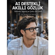 Timion Siyah 3 Lensli Akıllı Kamera Gözlüğü 8 Mp Fotoğraf Video Çekim Aı Görüntü Tanıma Bluetooth Dokunmatik Kontrollü