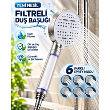 Timion 6 Modlu Filtreli Duş Başlığı Büyük Panel Su Tasarruflu Çok Fonksiyonlu Beyaz Duş Başlığı