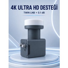 Timion Uydu Anten Lnb Twin Çıkışlı 0.1 Db Ku Band 4K Ultra Hd Uyumlu