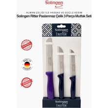 Solingen Ritter 3'lü Keskin Mutfak Bıçağı Seti - Paslanmaz Alman Çeliği