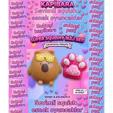 Oyuncak Sahili Kapibara Sukuşi Skuşi Squish ve Kedi Pati Hediyeli Sevimli Capybara Esnek Çek Uzat Yeni Viral Ürünler Stres Oyuncakları 2 Adet Sincap Squısh