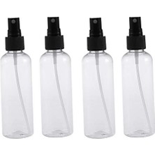Boş Doldurulabilir Sprey Şişesi, 4 Adet 100 ml Şeffaf Şişe, Siyah Spreyli