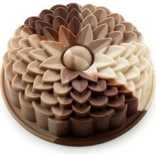 Klasik Dilimli Çiçek Tasarımlı Silikon Kek Kalıbı; Yapışmaz ve Esnek Pasta Kalıbı (22X5 Cm, 1 Adet)