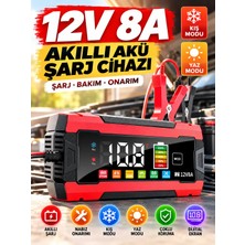 Matechno Akıllı Akü Şarj Cihazı Yaz Kış Modlu 12V 8A Dijital Ekranlı Akü Şarj ve Onarım Cihazı