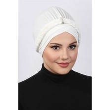 Mestore Çift Örgülü Bone  Beyaz