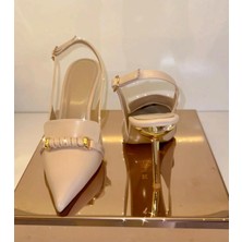 Purple Shoes Figür Detaylı Nude Renk Arkası Açık Stiletto