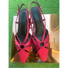 Purple Shoes Saten, Alçak Topuk Arkası Açık Stiletto