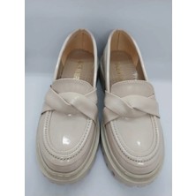 Purple Shoes Kadın Suni Deri Loafer Ayakkabı-Bej