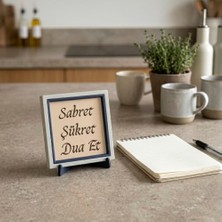 Sabret Şükret Dua Et Yazılı Masaüstü Minyatür Obje, Ev Ofis Dekorasyonu Yaşam Alanınız Için 10X10 cm