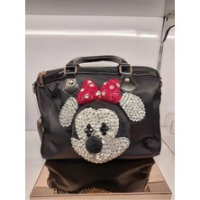 Purple Shoes Minnie Mouse Kabartmalı Orta Boy El Çantası