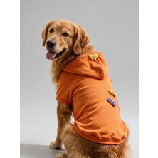 Kemique Mariposa Orange Hoodie | Kelebek Detaylı Ince Polar Orta ve Büyük Irk Köpek Sweatshirt