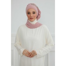 Mestore Yandan Fırfırlı Taş Aksesuarlı Şifon Hazır TÜRBAN,HT-100,HT-100 Pudra