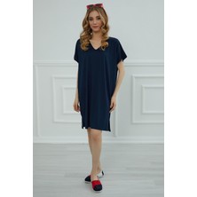 Mestore Yırtmaçlı Kısa Elbise,elb-4 Lacivert