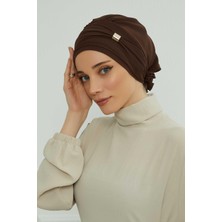 Mestore Aksesuarlı Şifon Hazır TÜRBAN,HT-95S,HT-95S Kahverengi