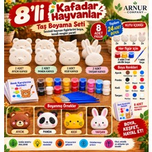 Arnur Company Kafardar Hayvanlar 8'li Taş Boyama Seti/ Kendin Yap Seti/ Hobi Seti/ Toplu Etkinlikler/ Dıy Seti/ Hayvan Kafaları