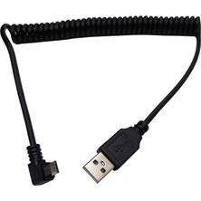 Keepro 90 Derece Micro USB Spral Kablo L Tipi Mikro USB Spiral Kablo 1m